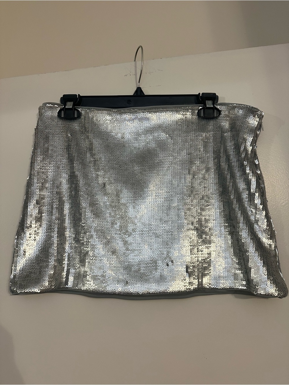 Future Collective Silver Sequined Mini Skirt